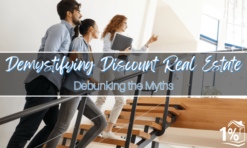 A discount real estate professional showing potential buyers a home